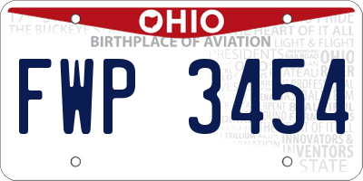 OH license plate FWP3454
