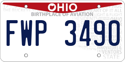 OH license plate FWP3490