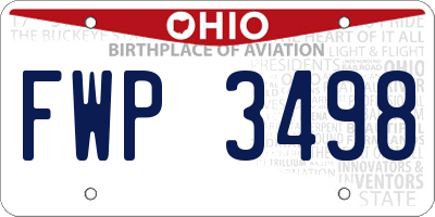 OH license plate FWP3498