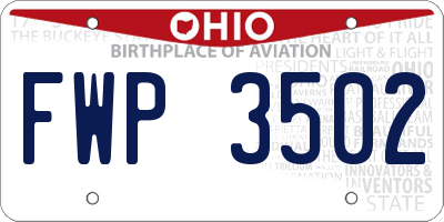 OH license plate FWP3502