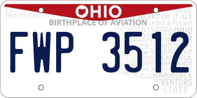 OH license plate FWP3512