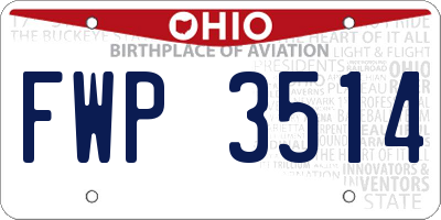 OH license plate FWP3514