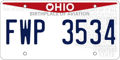 OH license plate FWP3534