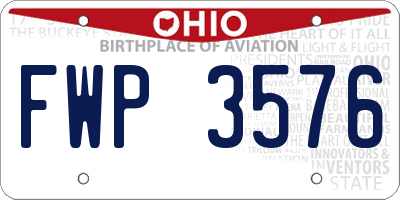 OH license plate FWP3576