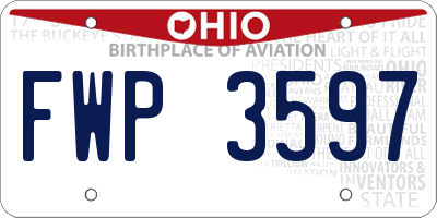 OH license plate FWP3597