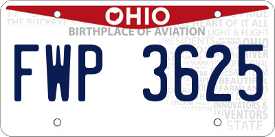 OH license plate FWP3625