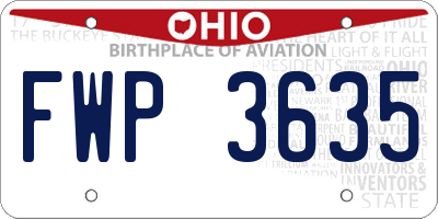 OH license plate FWP3635