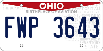 OH license plate FWP3643