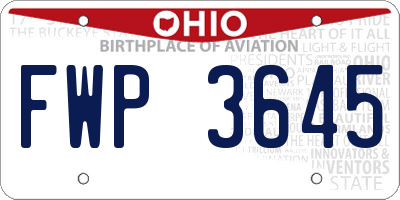 OH license plate FWP3645