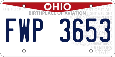 OH license plate FWP3653