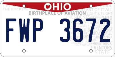 OH license plate FWP3672