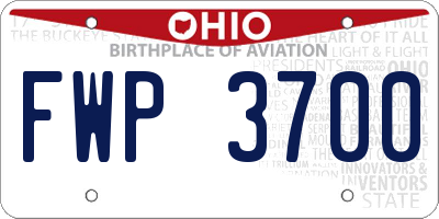 OH license plate FWP3700
