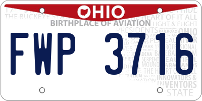 OH license plate FWP3716