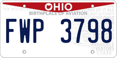 OH license plate FWP3798