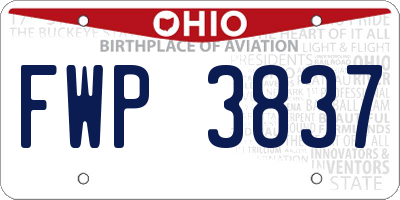 OH license plate FWP3837