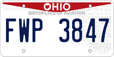 OH license plate FWP3847