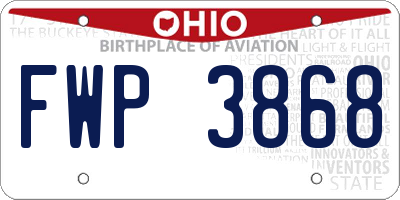 OH license plate FWP3868