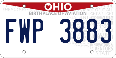 OH license plate FWP3883