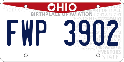 OH license plate FWP3902