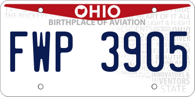 OH license plate FWP3905