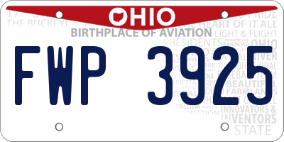 OH license plate FWP3925