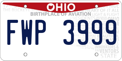 OH license plate FWP3999