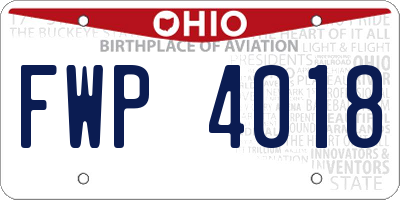 OH license plate FWP4018