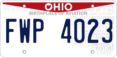 OH license plate FWP4023