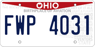 OH license plate FWP4031