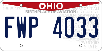 OH license plate FWP4033