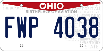 OH license plate FWP4038