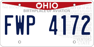 OH license plate FWP4172