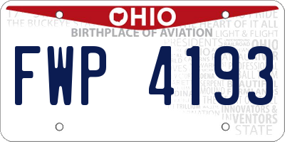 OH license plate FWP4193