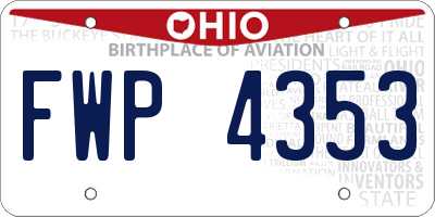 OH license plate FWP4353