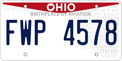 OH license plate FWP4578