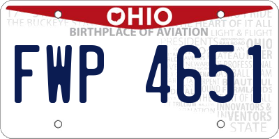 OH license plate FWP4651