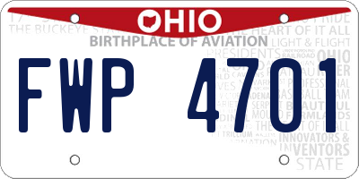 OH license plate FWP4701