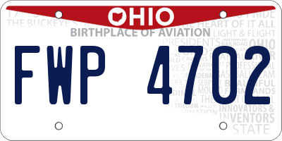 OH license plate FWP4702