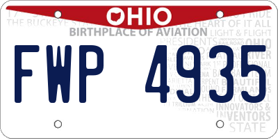 OH license plate FWP4935