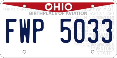 OH license plate FWP5033