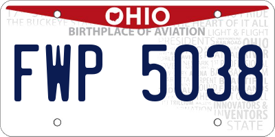 OH license plate FWP5038