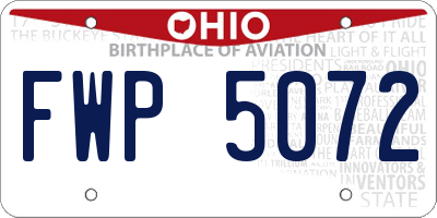 OH license plate FWP5072