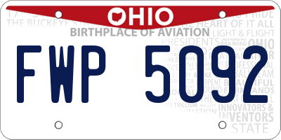 OH license plate FWP5092