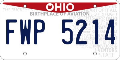 OH license plate FWP5214