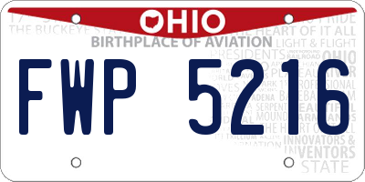 OH license plate FWP5216