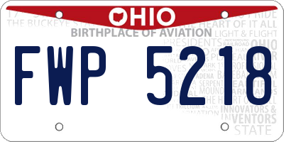 OH license plate FWP5218