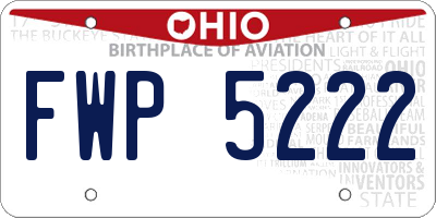 OH license plate FWP5222
