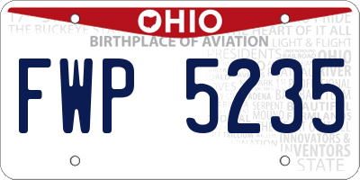 OH license plate FWP5235