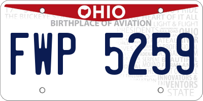 OH license plate FWP5259