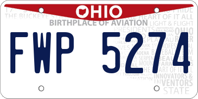 OH license plate FWP5274